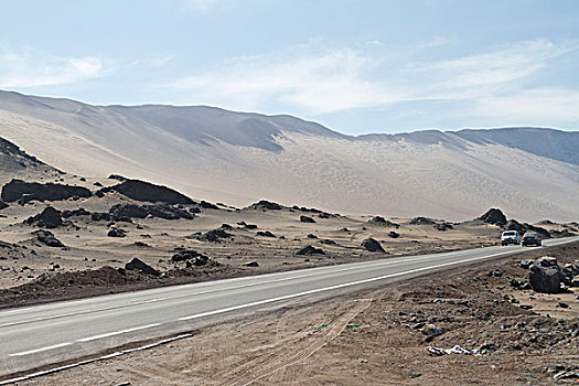 沿岸,道路,沙,沙丘,太平洋,北方,智利