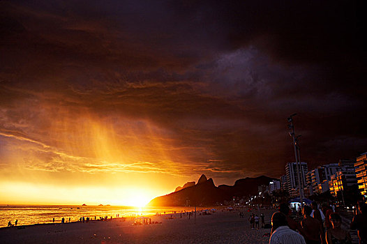 伊帕内玛,日落,巴西