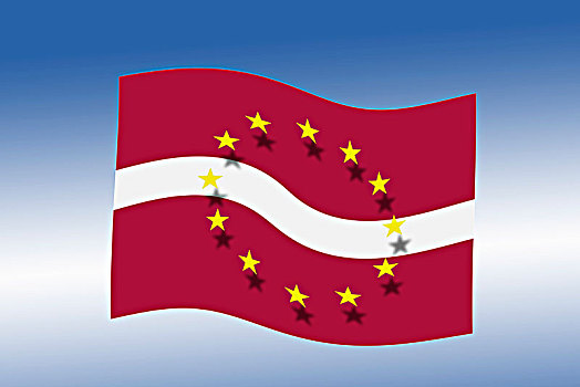 星,欧盟,漂浮,拉脱维亚,旗帜