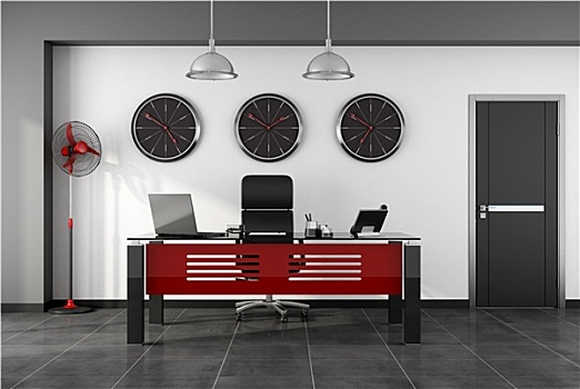 红色,黑色,现代办公室