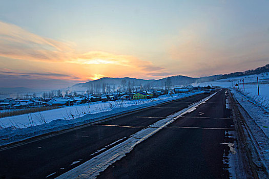 公路,交通,冰雪,场景,吉林