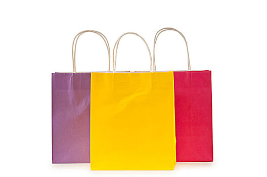 彩色,纸,购物袋,隔绝,白色背景