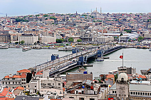 加拉达塔,桥,金角湾,风景,塔,伊斯坦布尔,欧洲,土耳其,亚洲