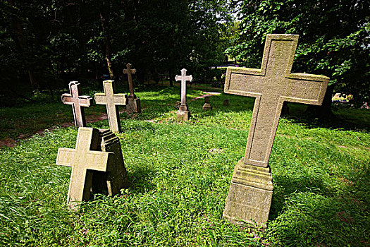 墓地,普特布斯,吕根岛,梅克伦堡前波莫瑞州,德国,欧洲