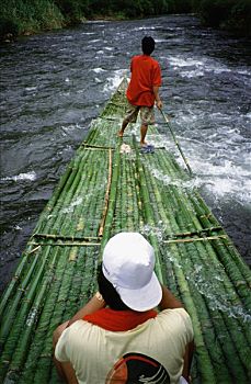 印度尼西亚,加里曼丹,竹子,筏子,拿,市场