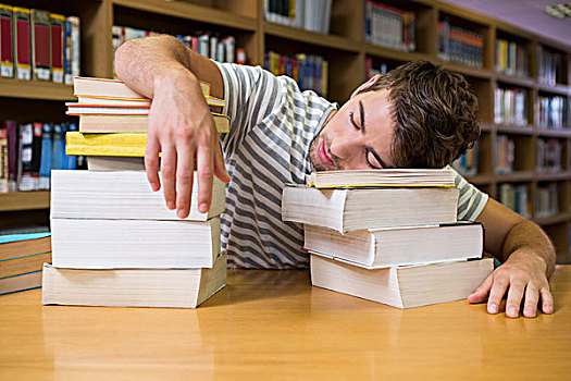 学生,睡觉,图书馆