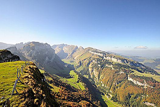 风景,高,高原,高山,阿彭策尔,阿尔卑斯山,山,右边,中间,瑞士,欧洲