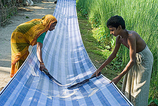 施用,输入,胶,布,传统,破旧,孟加拉人,男人,孟加拉,九月,2007年
