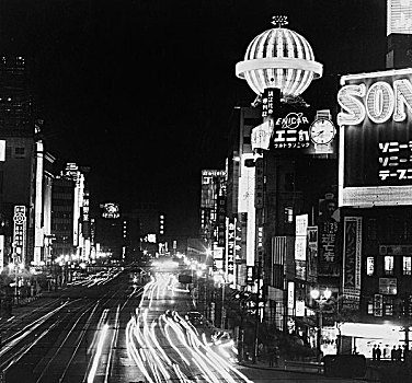 日本,东京,银座,夜晚