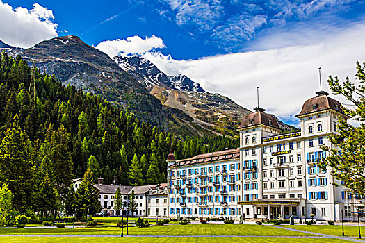 凯宾斯基,大酒店,圣莫里茨,阿尔卑斯山,背景,瑞士
