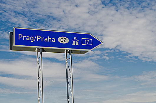 路标,布拉格,高速公路,萨克森,德国,欧洲