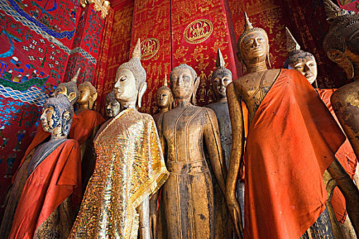 老挝,琅勃拉邦,寺院,皮质带,丧葬,佛像
