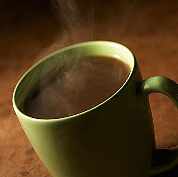 蒸汽,黑咖啡,绿色,大杯