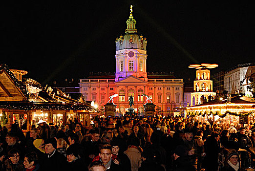 圣诞节,市场,正面,夏洛滕堡宫,宫殿,柏林,德国,欧洲