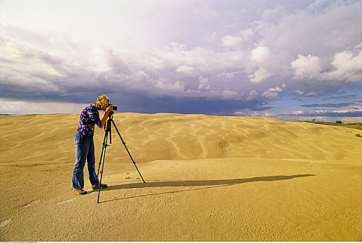 摄影师,沙滩,沙丘