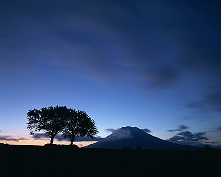 剪影,山