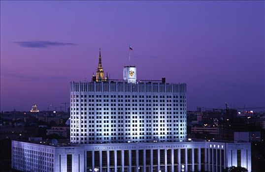 莫斯科,夜晚,顶峰,白宫,政府,宫殿