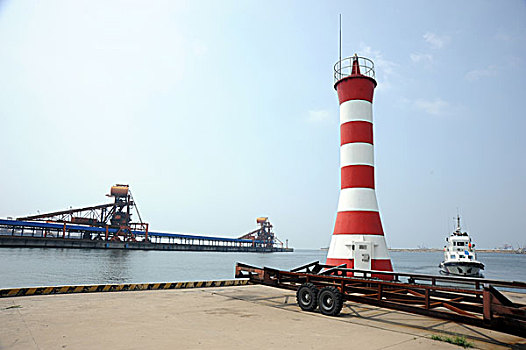 秦皇岛,港口,设施,煤码头,轮船,工业,运输,企业,钢结构,灯塔