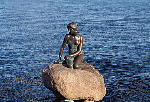 俯拍,雕塑,小美人鱼,哥本哈根,丹麦