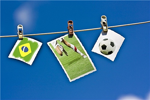 照片,足球,运动员,巴西,旗帜,悬挂