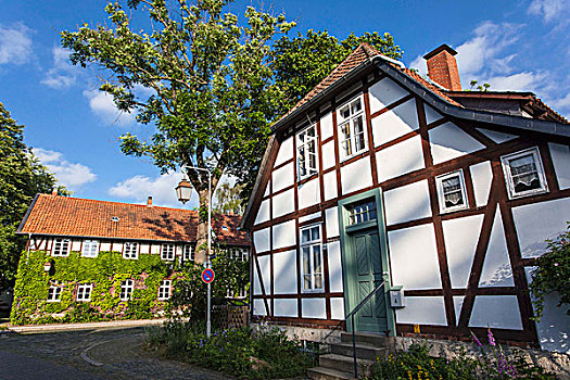 半木结构房屋,教堂,不伦瑞克,德国