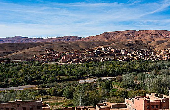 摩洛哥,阿特拉斯山脉,乡村,山,老,建筑