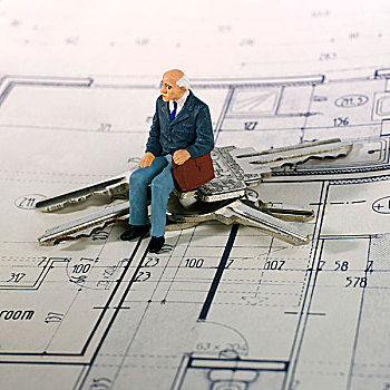 老人,小雕像,钥匙,公寓,建筑,计划
