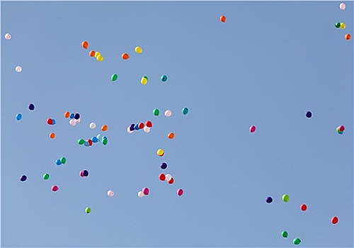 彩色,气球,天空