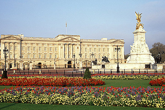 英格兰,伦敦,威斯敏斯特,风景,花坛,白金汉宫,维多利亚皇后,纪念