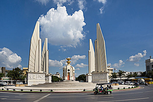 民主,纪念建筑,嘟嘟车,曼谷,泰国,亚洲