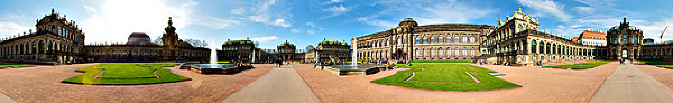 圆柱形,全景,茨温格尔宫,宫殿,德累斯顿,萨克森,德国,欧洲