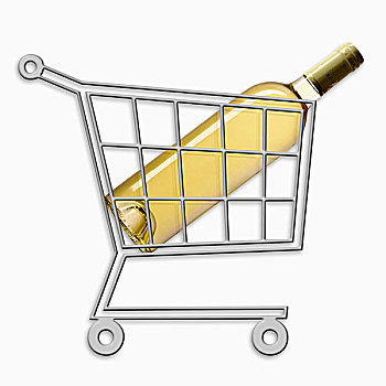 迷你,超市,手推车,瓶子,白葡萄酒