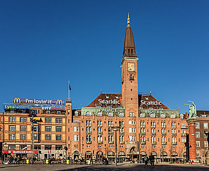 宫殿,酒店,市政厅,哥本哈根,丹麦,欧洲