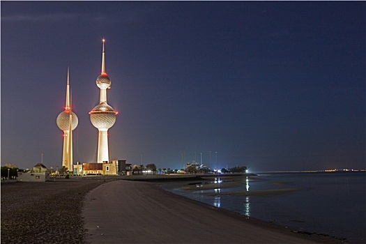 阿拉伯湾,海滩,著名,科威特,塔,科威特城,中东