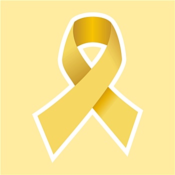 致癌,带,金色,黄色背景