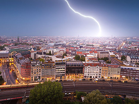 闪电,雷击,北方,柏林,德国,欧洲