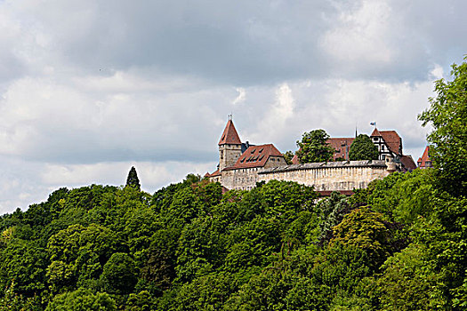 风景,烤面包,城堡,上弗兰科尼亚,巴伐利亚,德国,欧洲