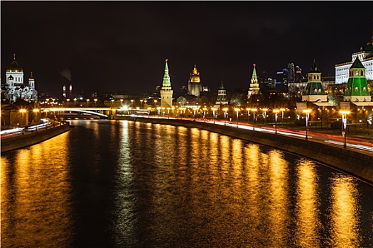 光亮,莫斯科,河,克里姆林宫
