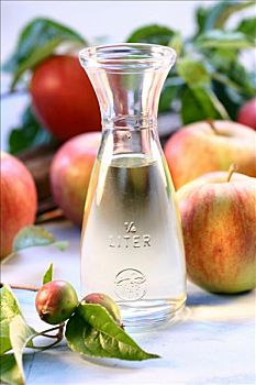 苹果醋,玻璃瓶,围绕,新鲜,苹果