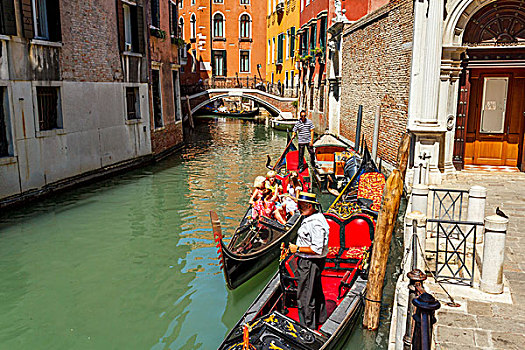 平底船船夫,旅游,运河,威尼斯,意大利