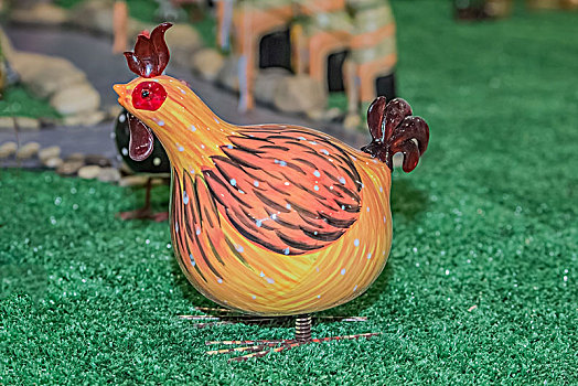 家禽鸡瓷器模型景观