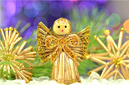 圣诞装饰,天使,稻草,背景