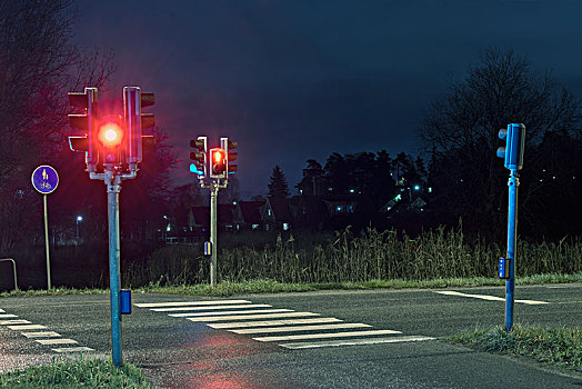 道路,穿过,夜晚