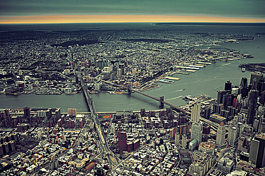 纽约,曼哈顿,航拍,东河,桥