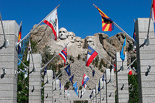 美国,南达科他,拉什莫尔山国家纪念公园,旗帜