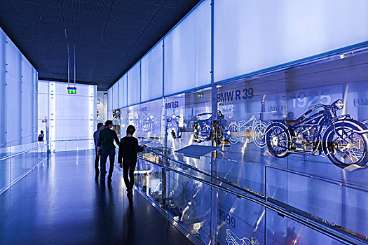 德国,巴伐利亚,慕尼黑,宝马,博物馆,展示,早,摩托车