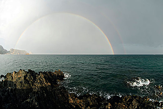 彩虹,高处,地中海,靠近,帽,白色海岸,西班牙,欧洲