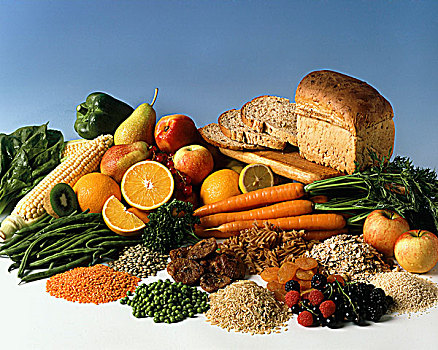 粮食,面包,水果,豆类