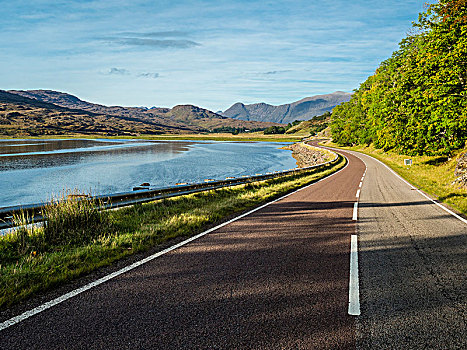 沿岸,道路,北海岸,湖,高地,苏格兰,英国