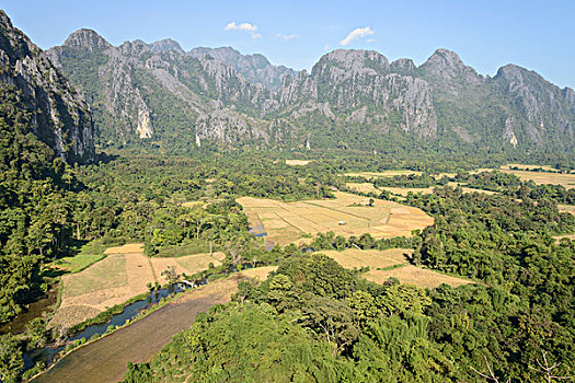 老挝,万荣,风景,上面,石灰岩,大幅,尺寸